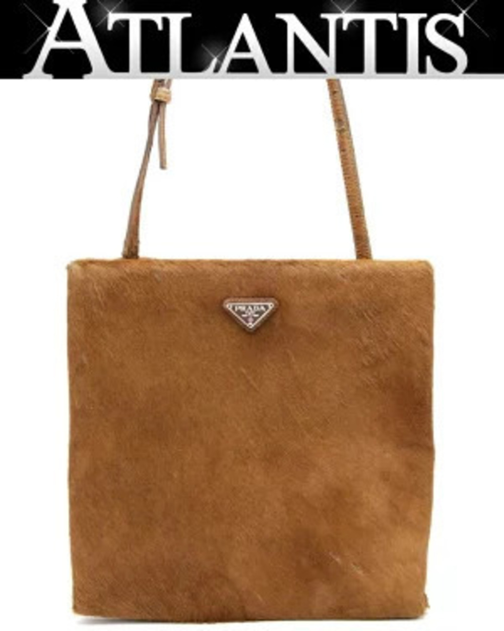 Prada Triangle Clasp Shoulder Bag Calfskin Brown